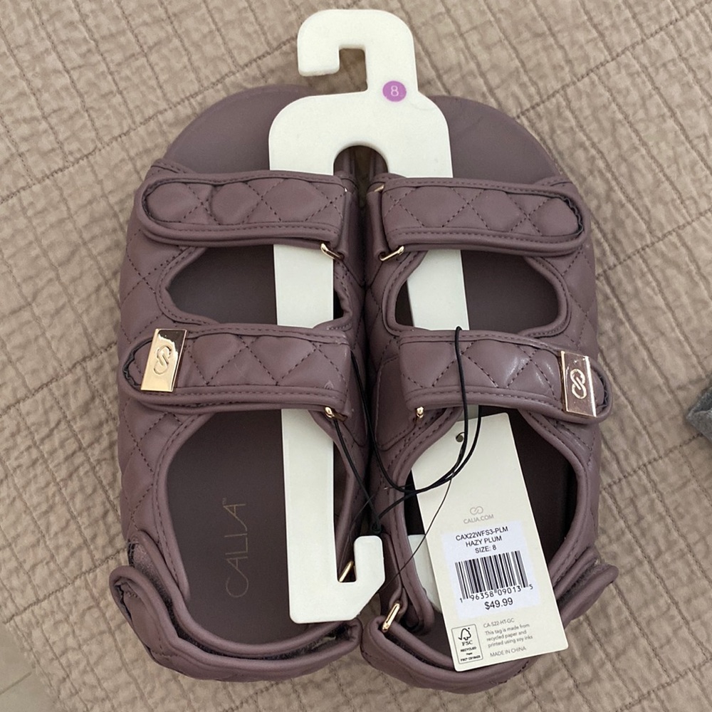 Hazy Plum Calia Quilted Sandals